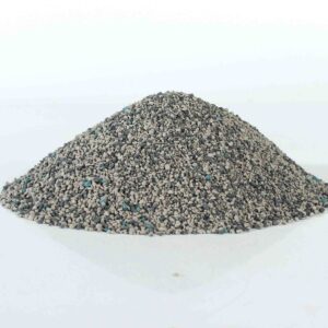 A mound of natural sodium-based mixed cat litter, showcasing its granular texture and effective moisture absorption.